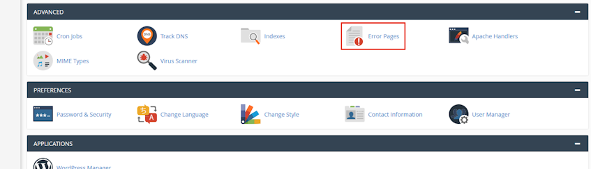 cPanel Error Pages Location