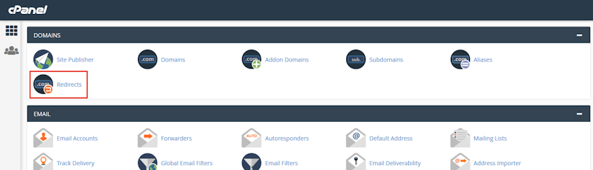 cPanel Redirects Location