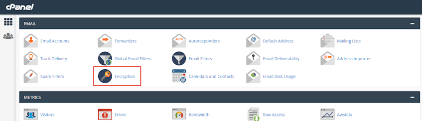 cPanel Encryption Location