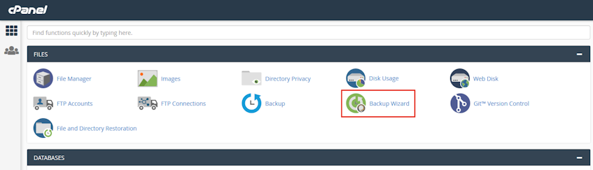 cPanel Backup Wizard Location