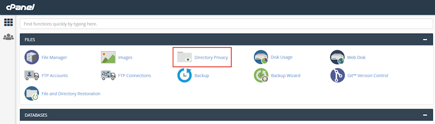 cPanel Directory Privacy Location