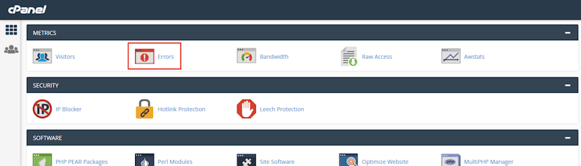 cPanel Errors Location