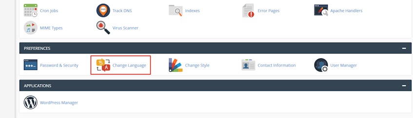 cPanel Change Language Location