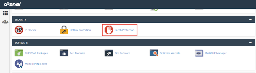 cPanel Leech Protection Location