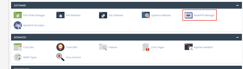 cPanel MultiPHP Manager Location