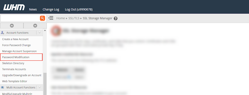 WHM Password Modification Location